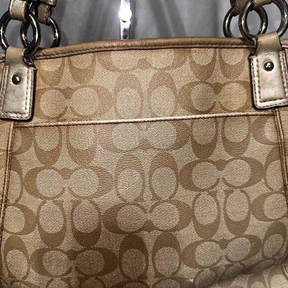 Authentic Coach Peyton Signature Shoulder Tote Bag 19816 Pink Gold Khaki - Picture 12 of 16